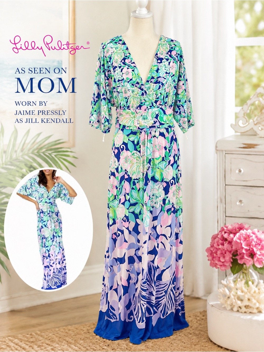 Lilly Pulitzer Parigi Maxi Dress Floral Multi Island Escape As Seen on Mom